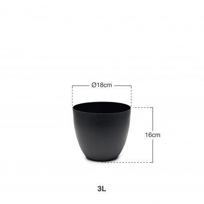 Vaso Plástico Tes Preto Ø18x16cm Vaso Plástico Tes Preto Ø18x16cm
