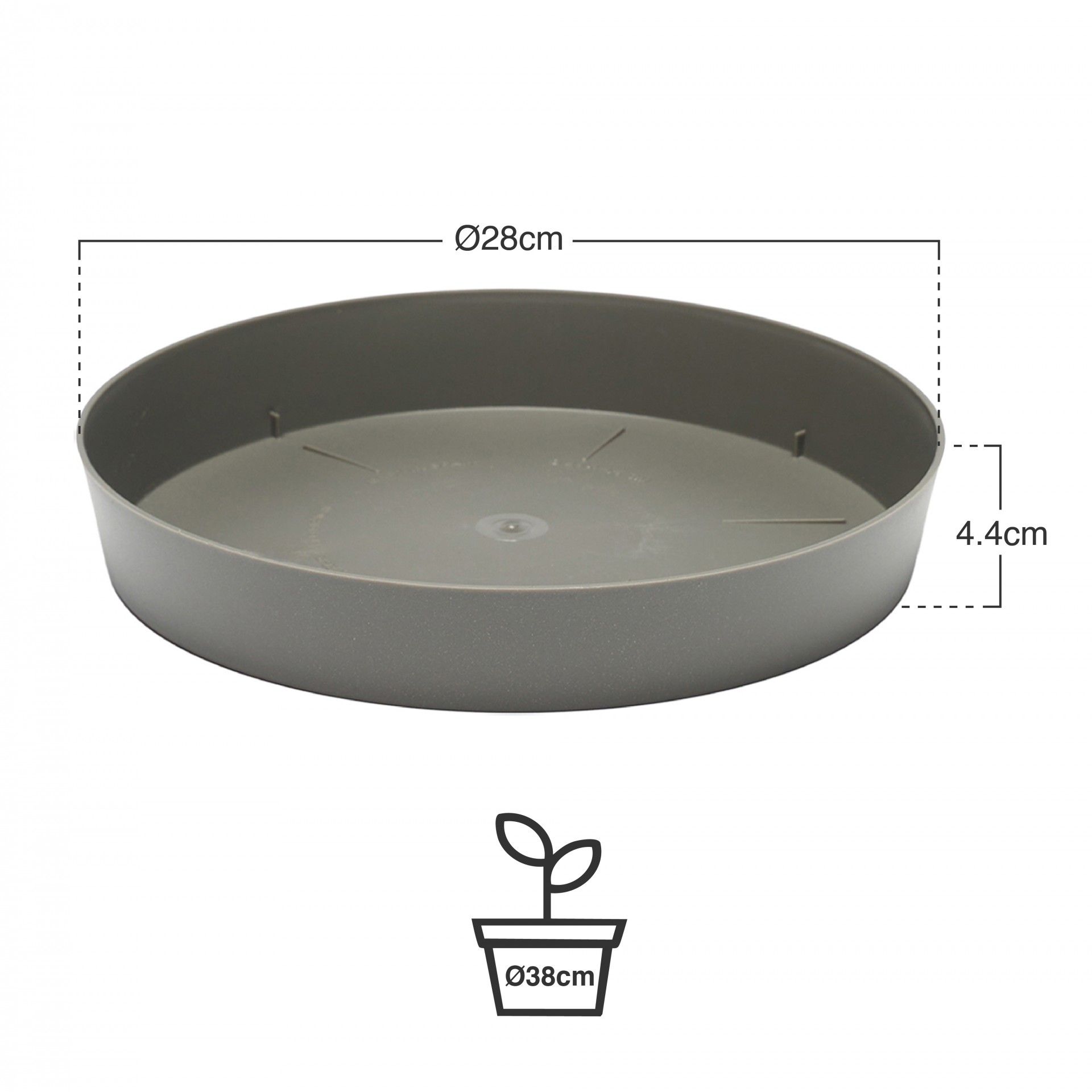 Tes Prato Plástico Redondo Antracite Ø28cm