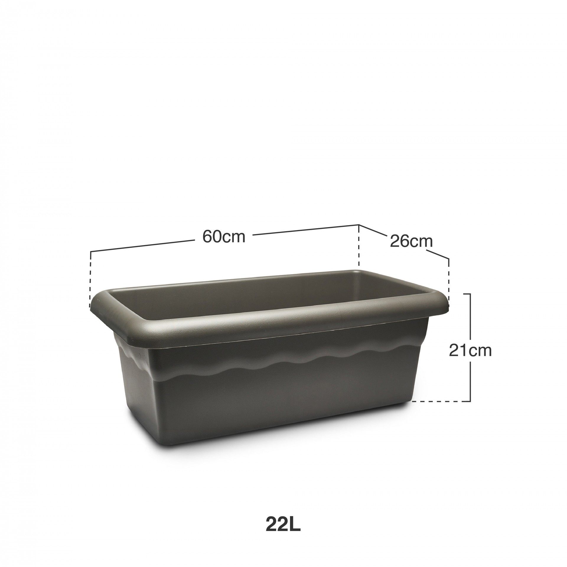 Floreira Terra Antracite 60X26cm