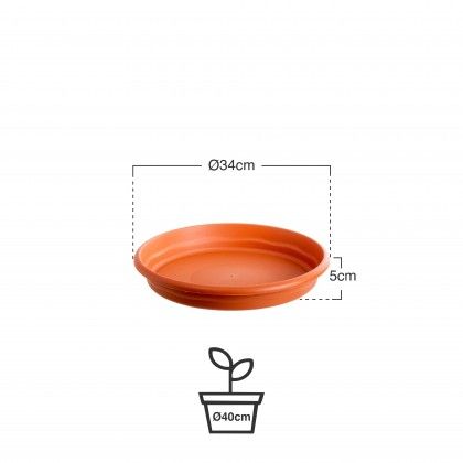 Prato Para Vaso Terra Terracota 34X5cm