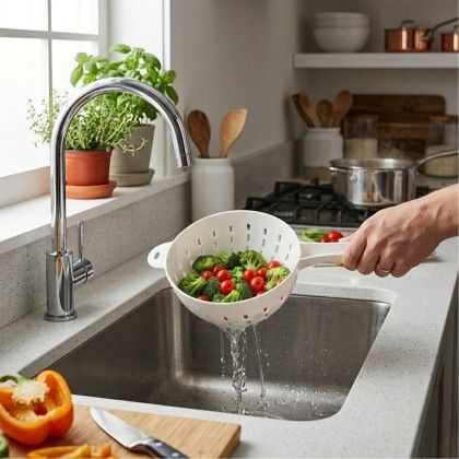 Escorredor Legumes Com Cabo Branco