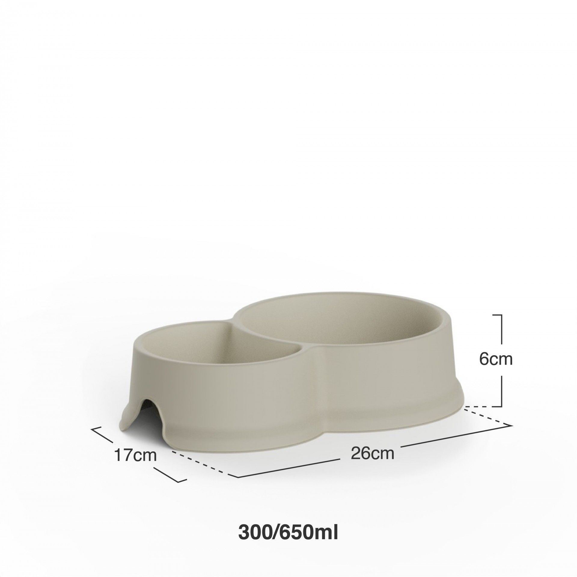 Comedouro Duplo Plástico Cru 300/650ml