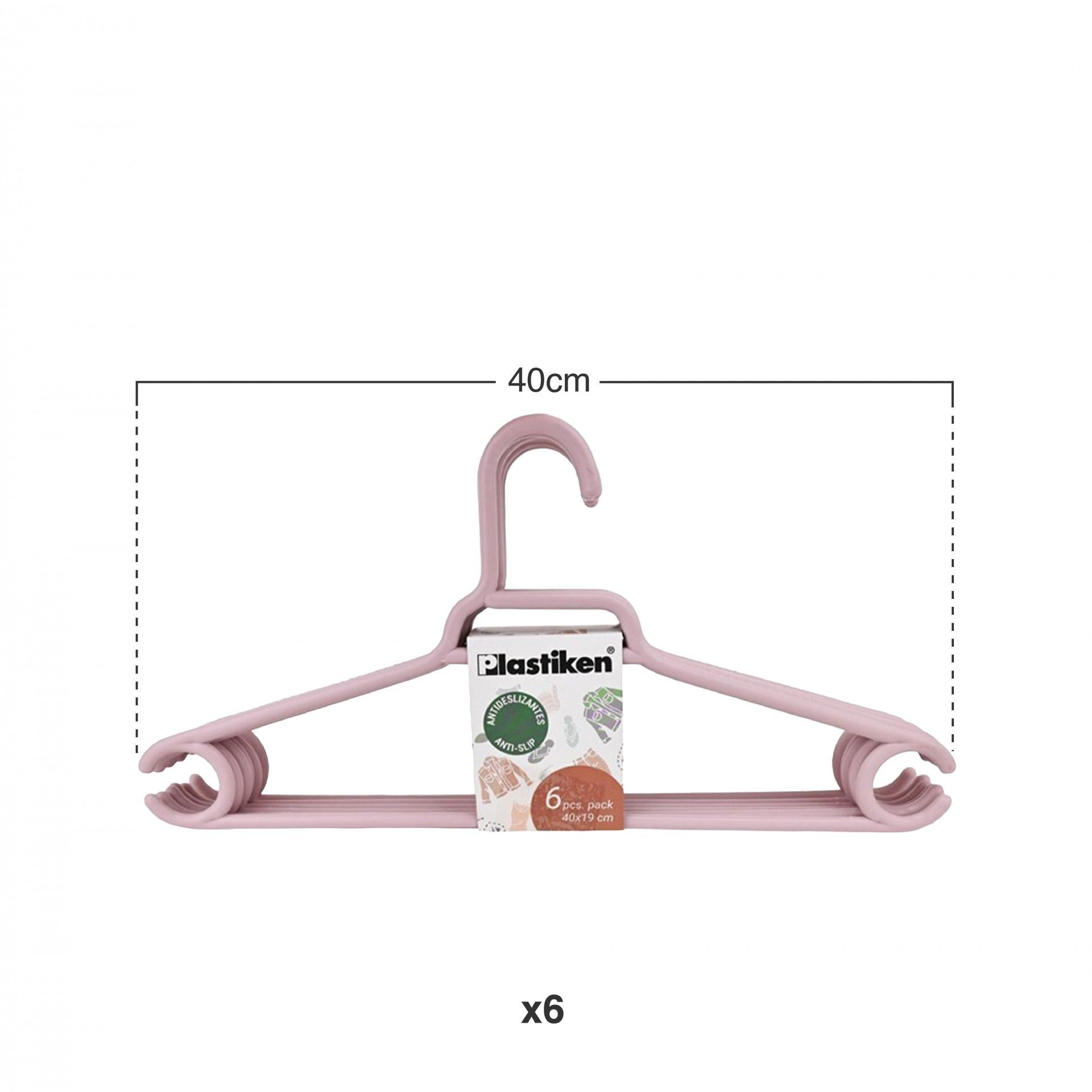 Cabide Plástico Rosa 40cm Pack 6