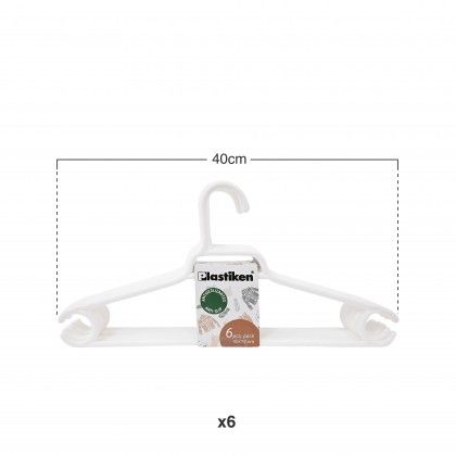 Cabide Pl�stico Branco 40cm Pack 6