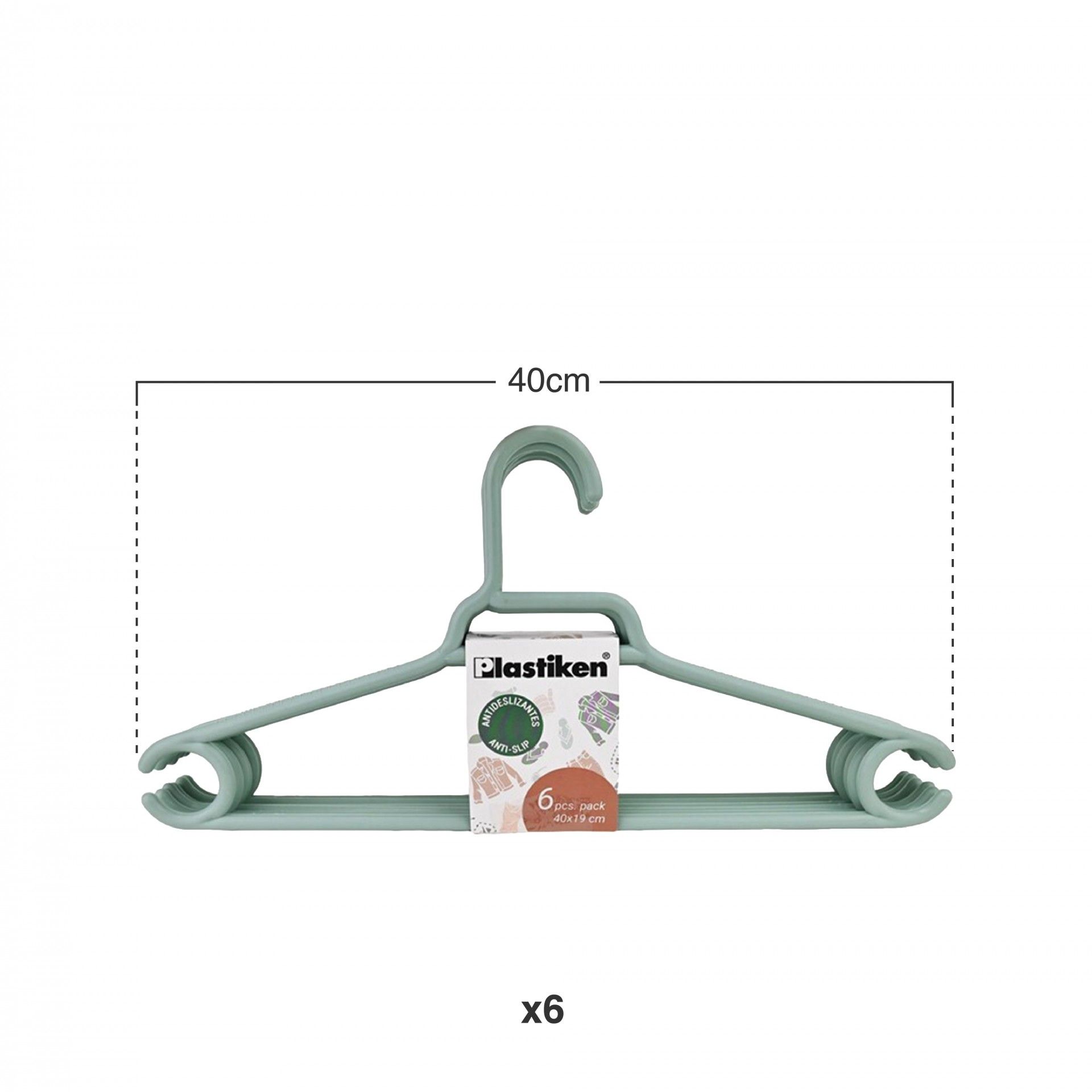 Cabide Plástico Menta 40cm Pack 6