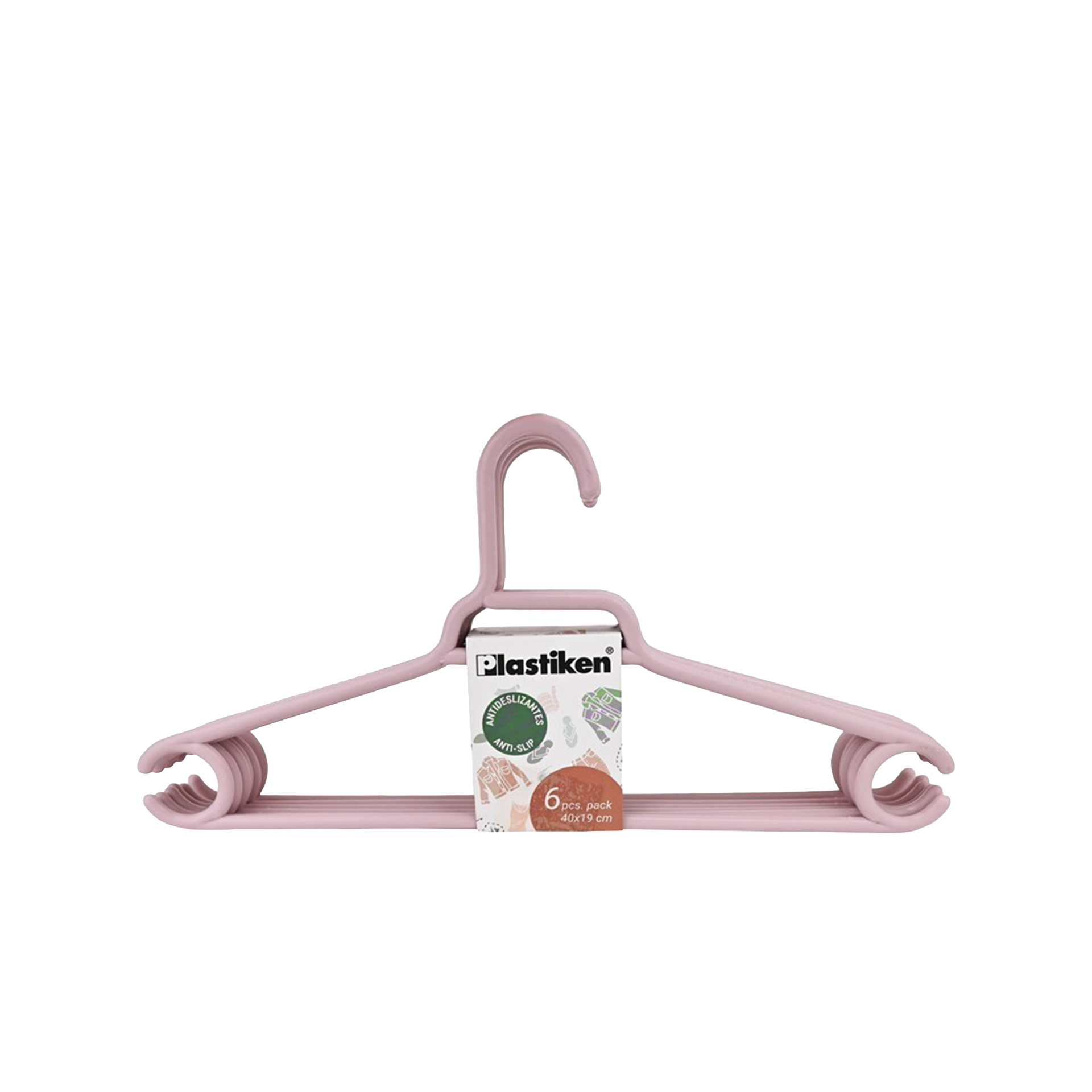 Cabide Plástico Rosa 40cm Pack 6