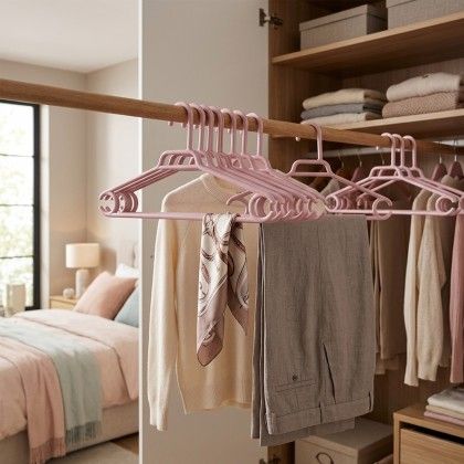 Cabide Pl�stico Rosa 40cm Pack 6