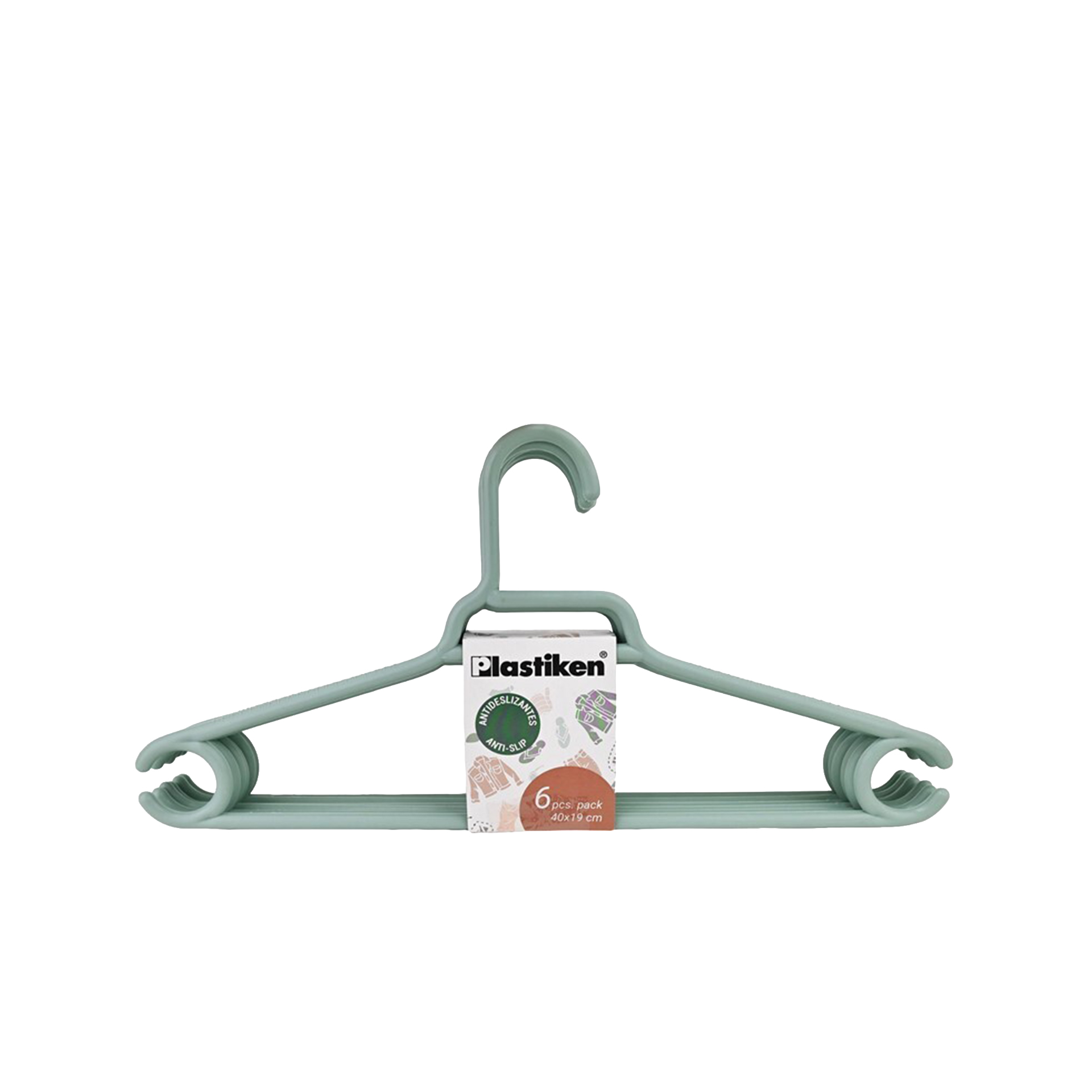 Cabide Plástico Menta 40cm Pack 6