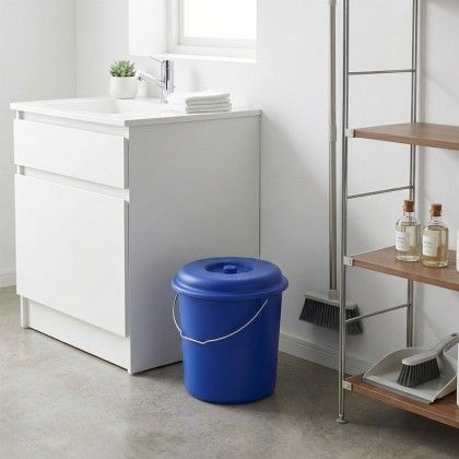 Balde Com Tampa Nature Azul Forte 23l �36X36cm