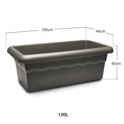 Floreira Terra Plástica Antracite 100X44cm Floreira Terra Plástica Antracite 100X44cm