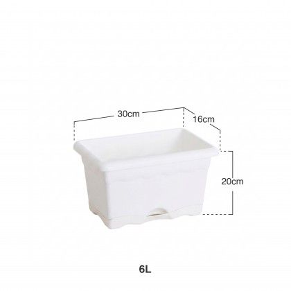 Floreira Com Prato Plástica Terra Branco 30X20cm Floreira Com Prato Plástica Terra Branco 30X20cm