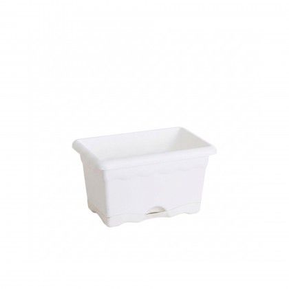 Floreira Com Prato Plástica Terra Branco 30X20cm Floreira Com Prato Plástica Terra Branco 30X20cm