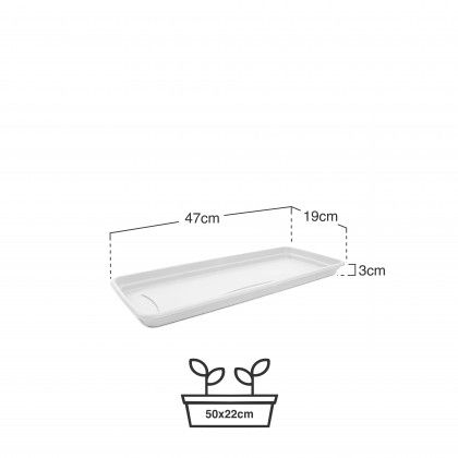 Prato Para Floreira Terra Branco 47X19cm