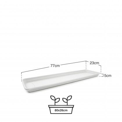 Prato Para FloreiraTerra Branco 77X23cm Prato Para FloreiraTerra Branco 77X23cm