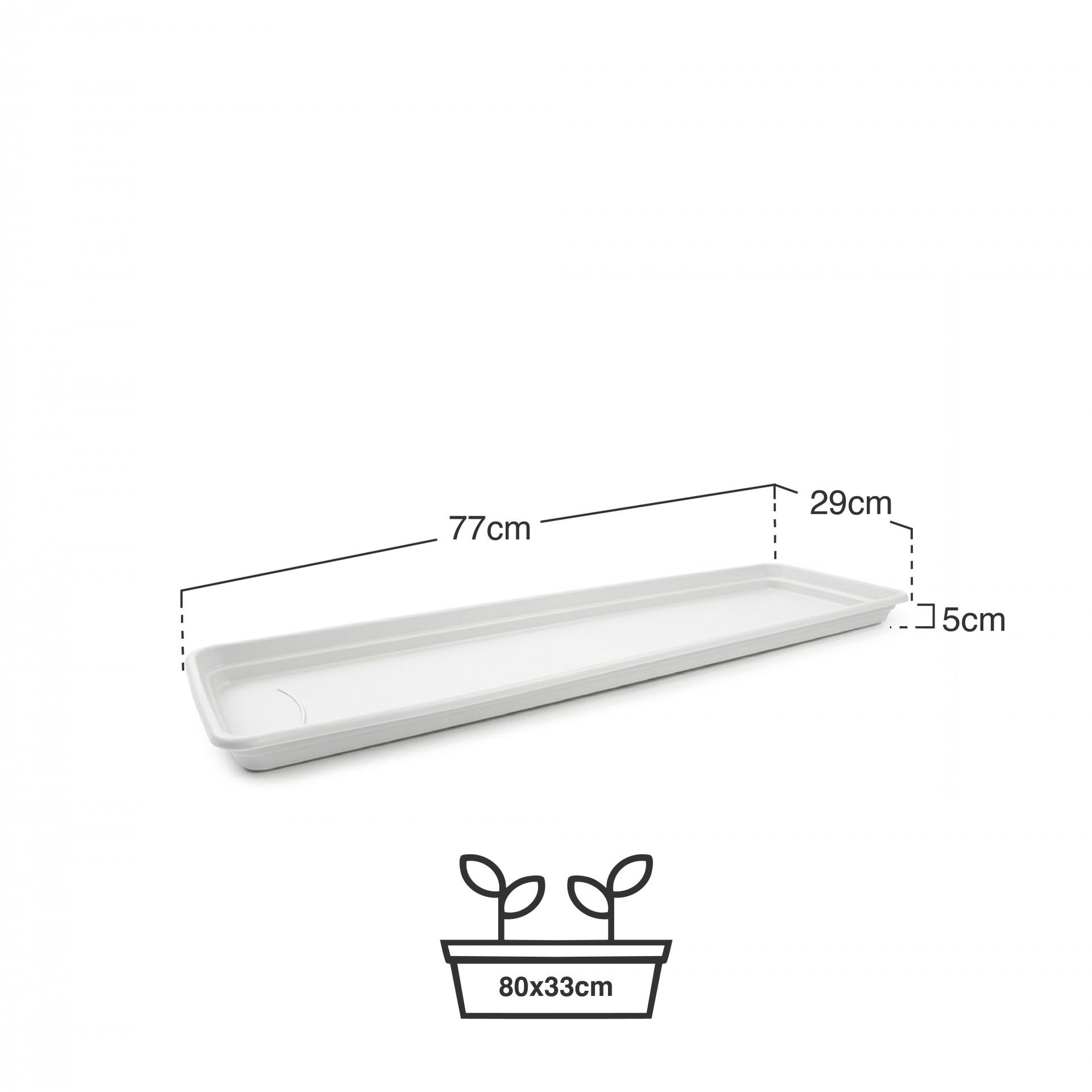 Prato Para Floreira Terra Branco 77X23cm