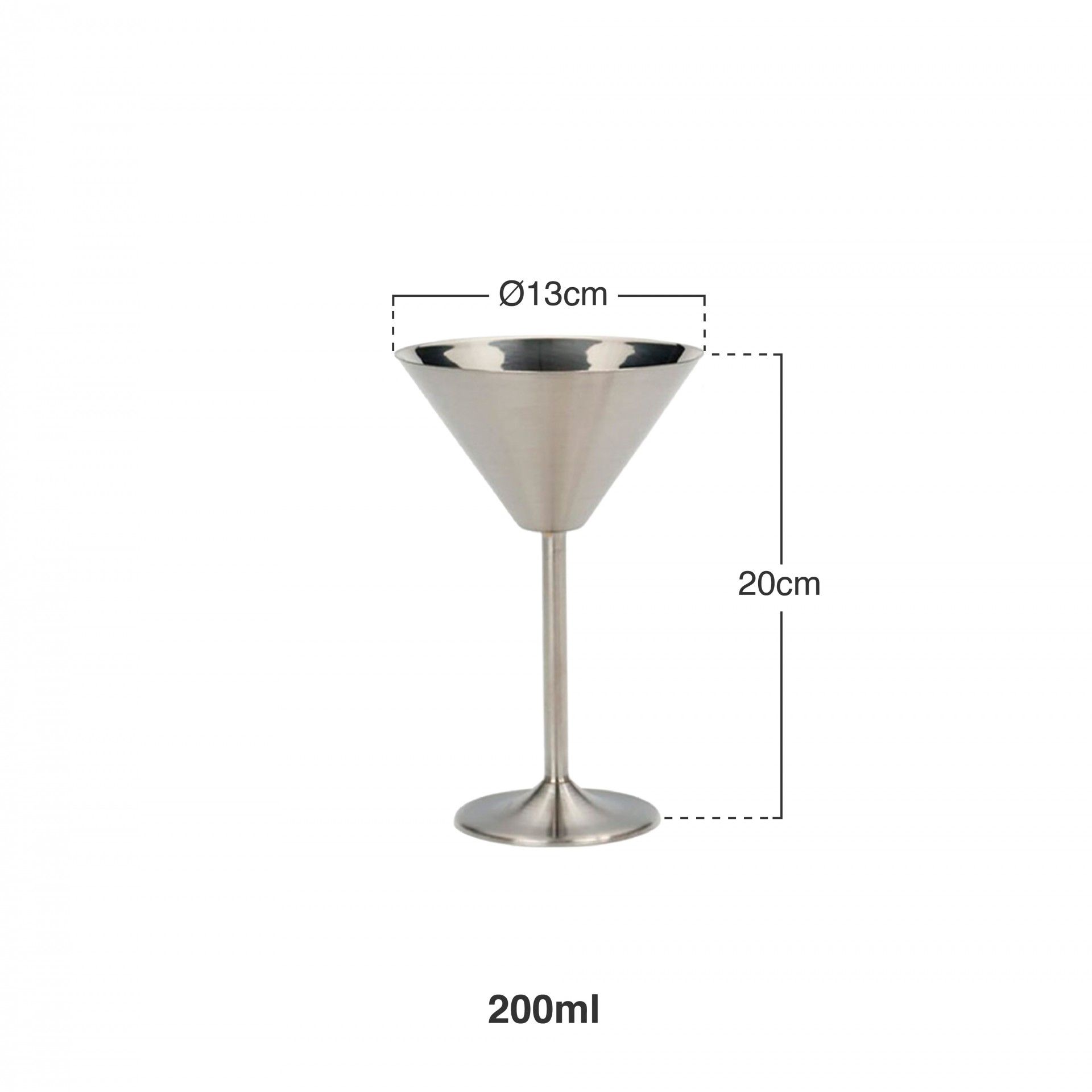 Copo Martini Inox Prata 200ml