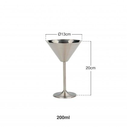 Copo Martini Inox Prata 200ml