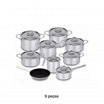 Trem de Panelas Inox Mafra 9 Peças Trem de Panelas Inox Mafra 9 Peças