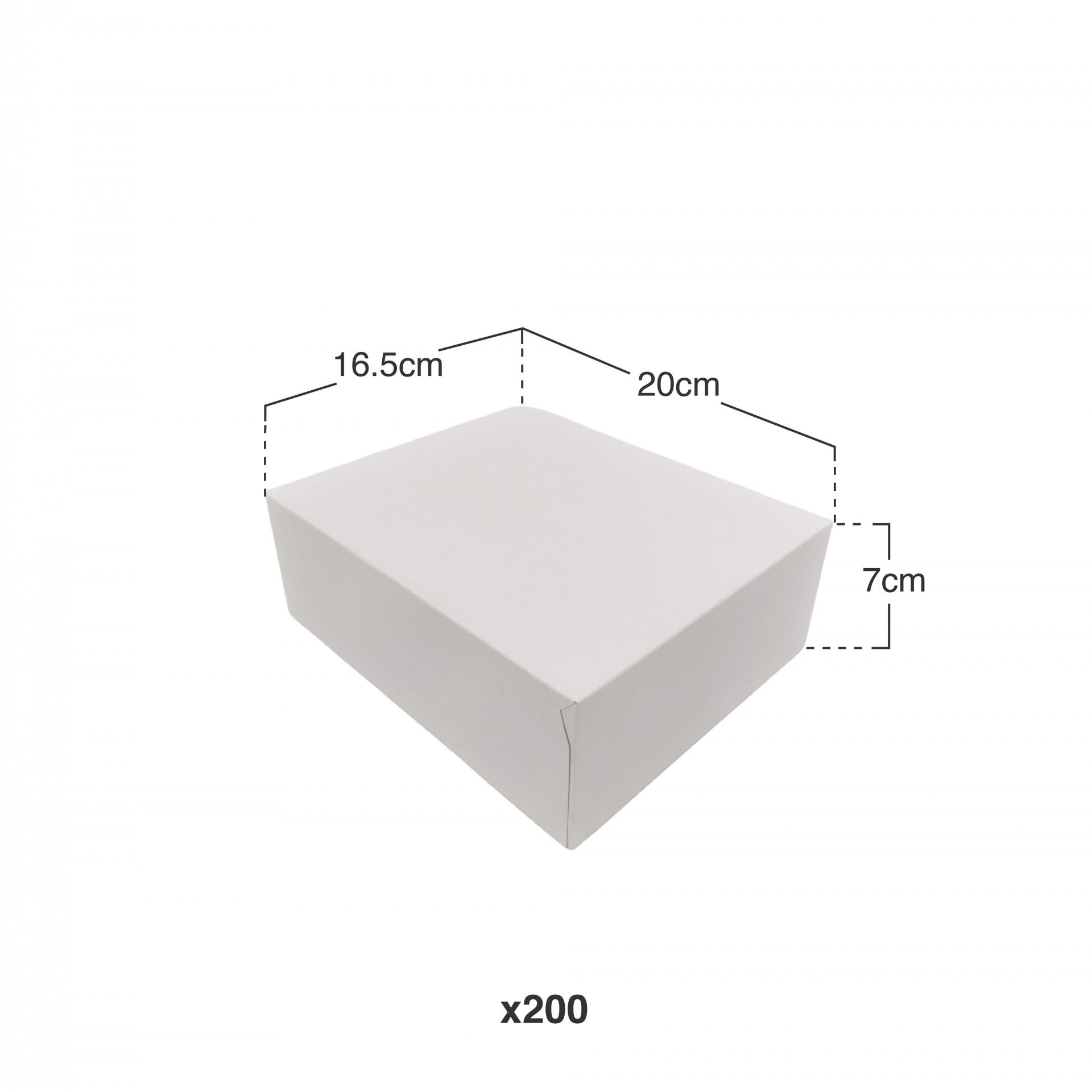 Caixa De Bolo Cartão Branco 20x16.5x7cm Pack 200