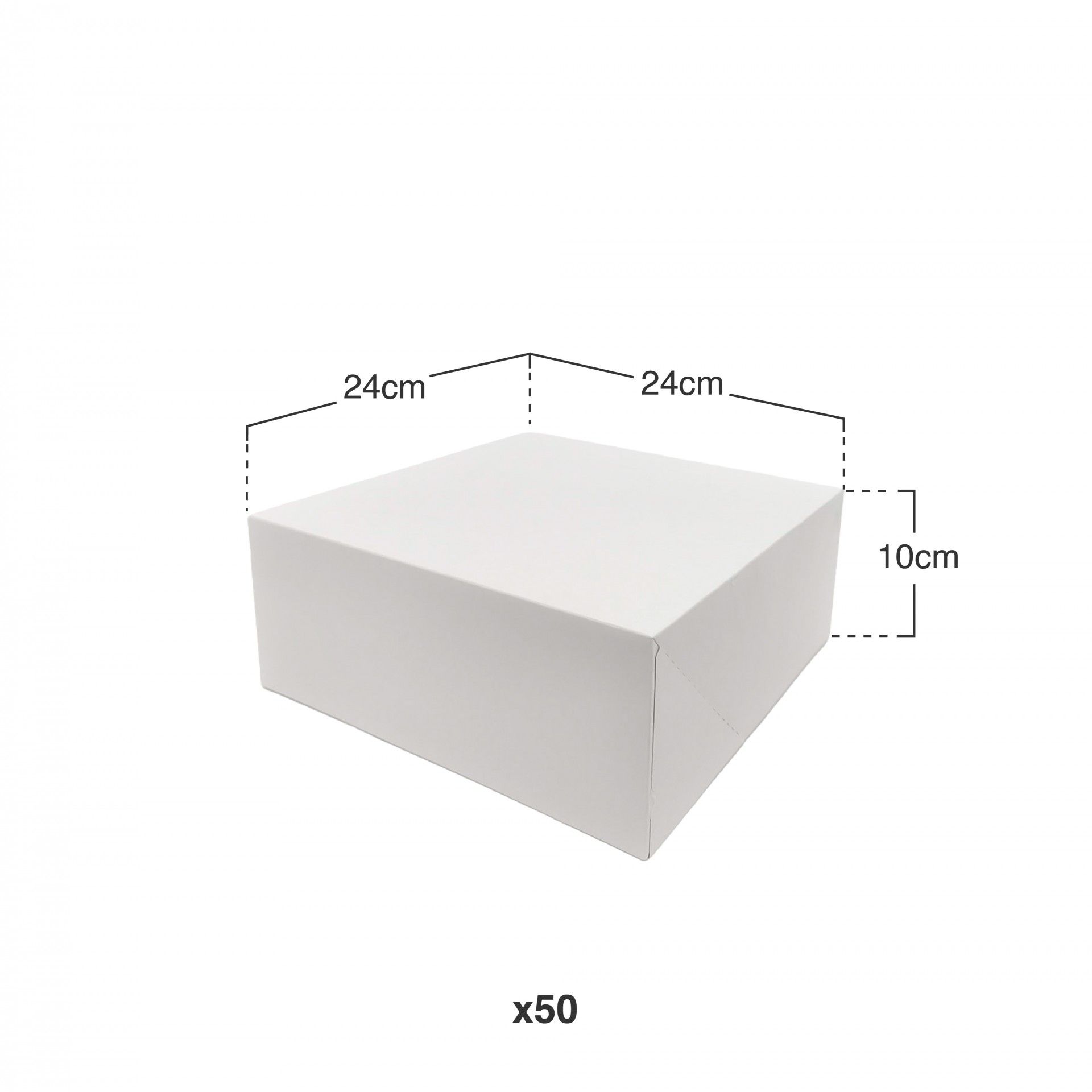 Caixa De Bolo Cartão Branco 24x24x10cm Pack 50