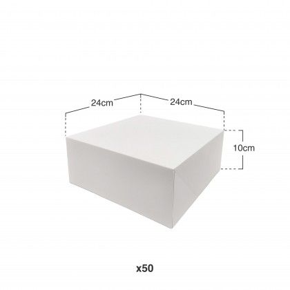 Caixa De Bolo Cartão Branco 24x24x10cm Pack 50 Caixa De Bolo Cartão Branco 24x24x10cm Pack 50