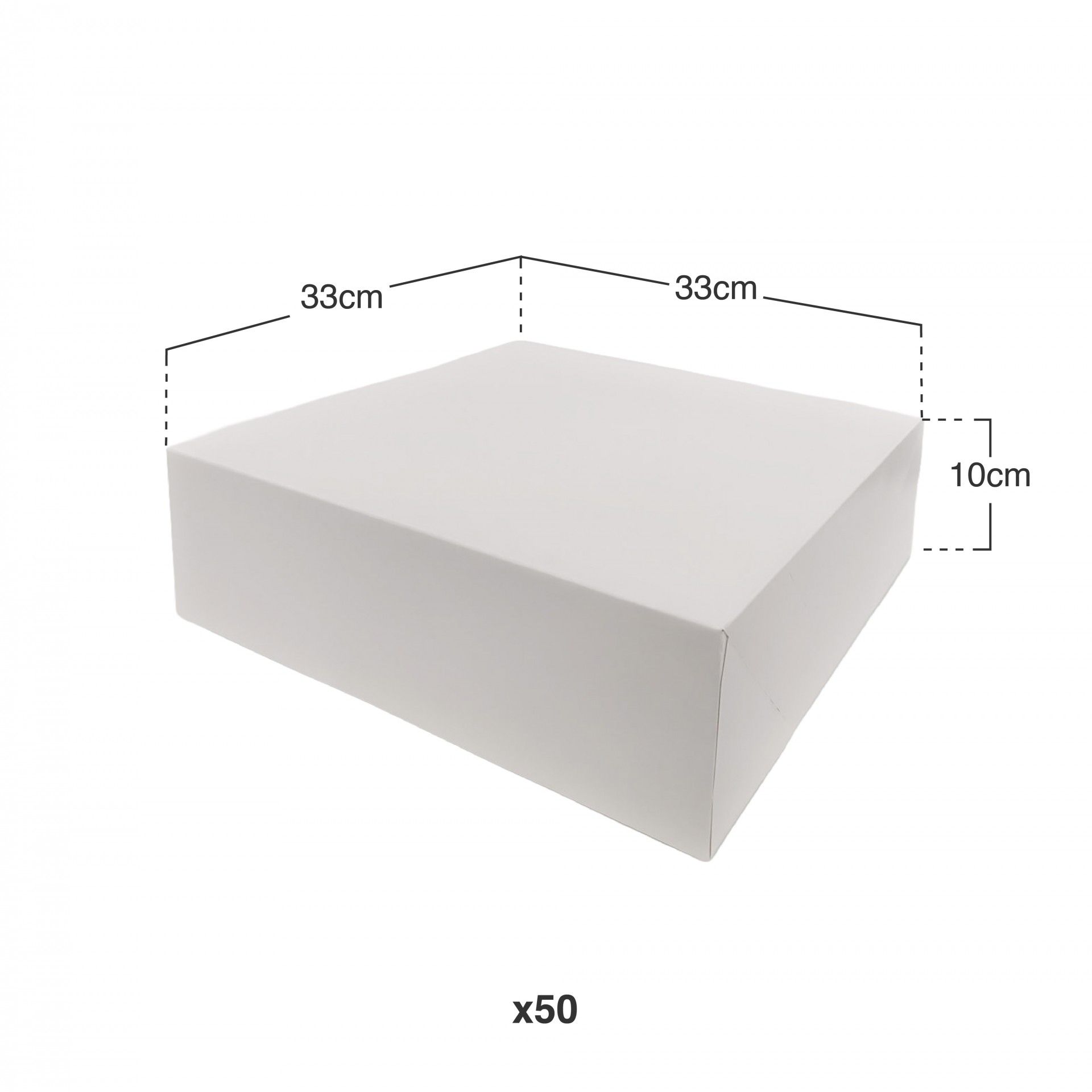 Caixa De Bolo Cartão Branco 33x33x10cm Pack 50