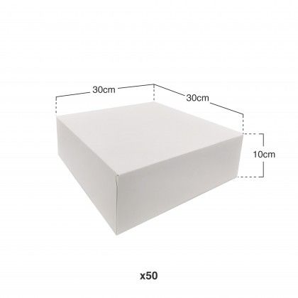 Caixa De Bolo Cartão Branco 30x30x10cm Pack 50 Caixa De Bolo Cartão Branco 30x30x10cm Pack 50