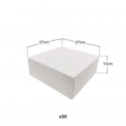 Caixa De Bolo Cartão Branco 27x27x10cm Pack 50 Caixa De Bolo Cartão Branco 27x27x10cm Pack 50