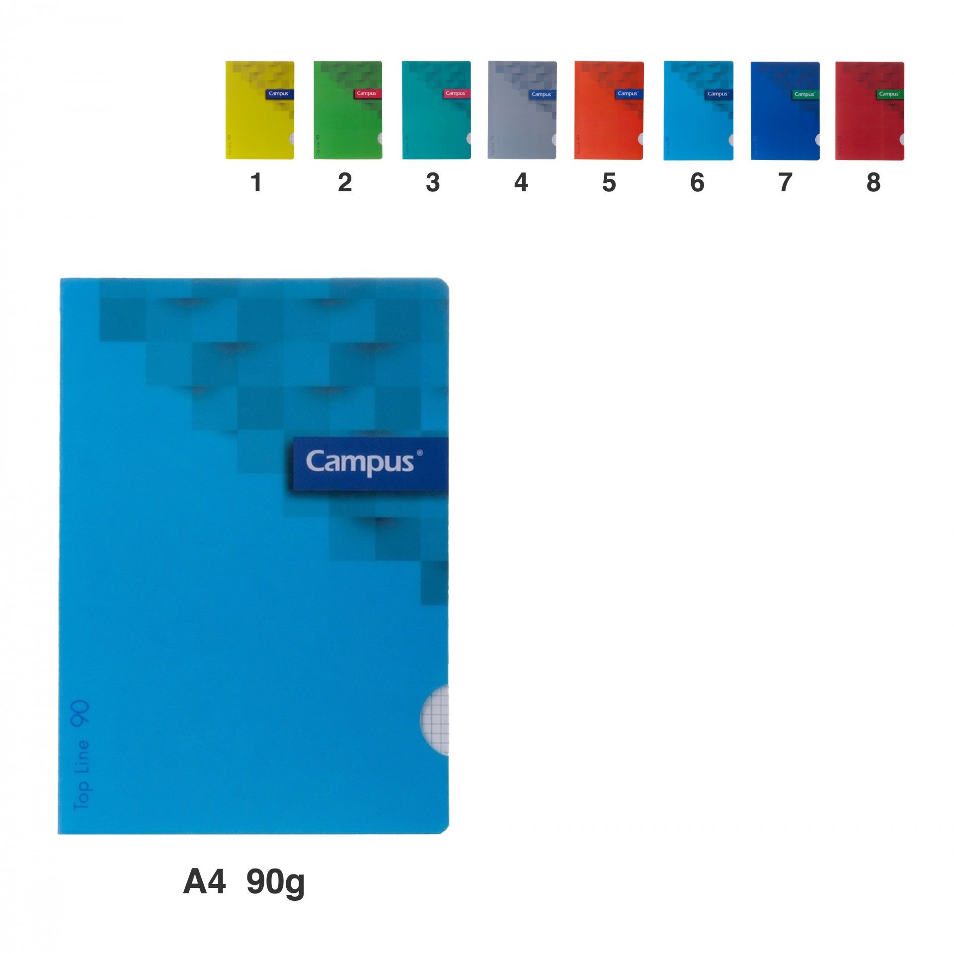 Caderno Agrafado Capa Plástica A4 48 Folhas Quadriculado 90g