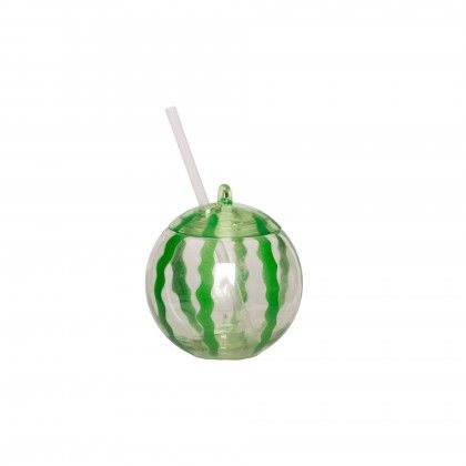 Copo Pl�stico Mel�ncia Com Palhinha 500ml