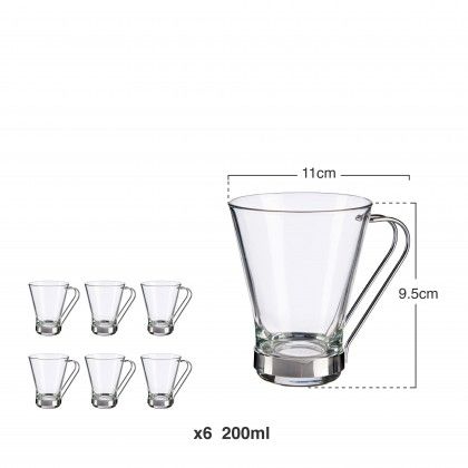 Chávena Vidro Asa Metal 200ml Pack 6 Chávena Vidro Asa Metal 200ml Pack 6
