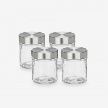 Frasco Redondo Com Tampa Aço 300ml Pack 4 Frasco Redondo Com Tampa Aço 300ml Pack 4