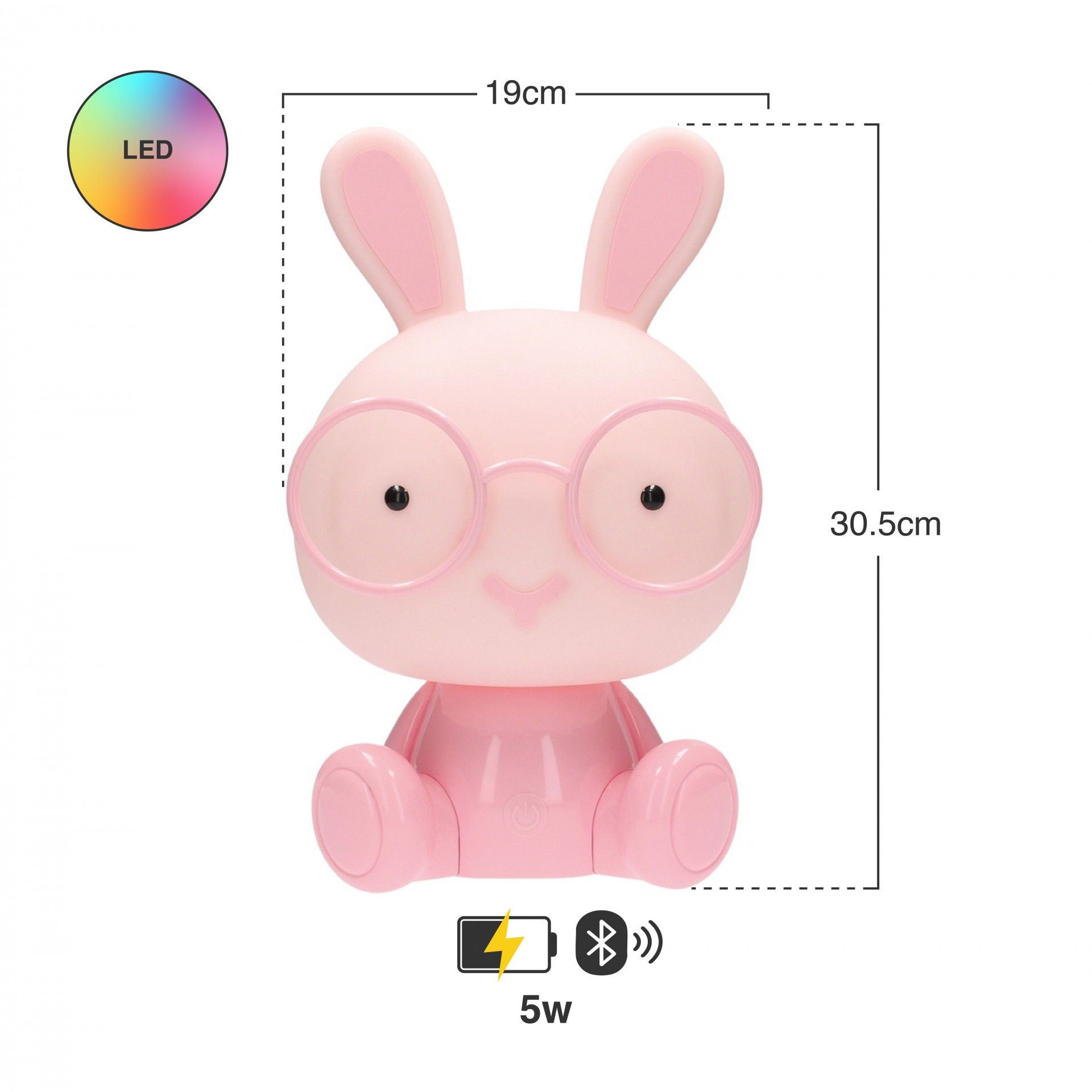 Luz Presença Coelho Rosa Led 5W