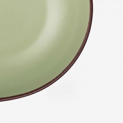 Prato Cer�mica Sopa Redondo Verde 20cm Pack 6