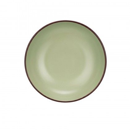 Prato Cer�mica Sopa Redondo Verde 20cm Pack 6