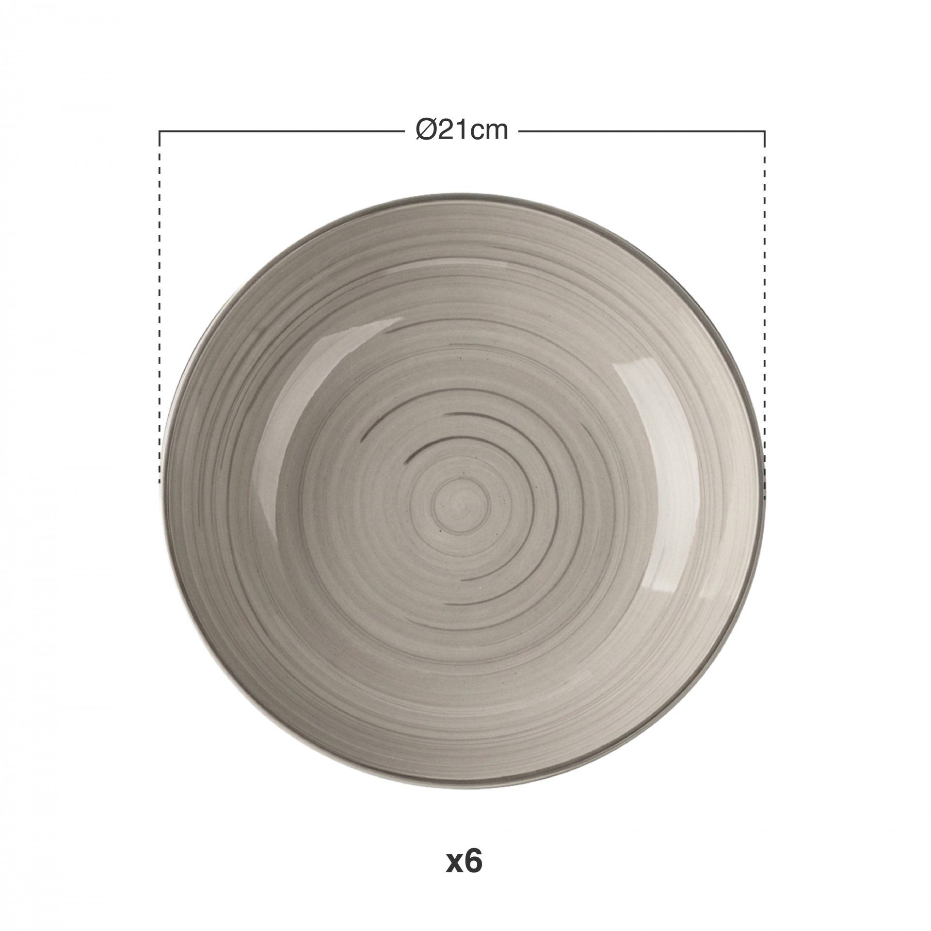 Prato Espiral Sopa Redondo Cinzento 21X5cm Pack 6