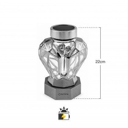 Candeeiro Solar Coração Metal Prata Candeeiro Solar Coração Metal Prata