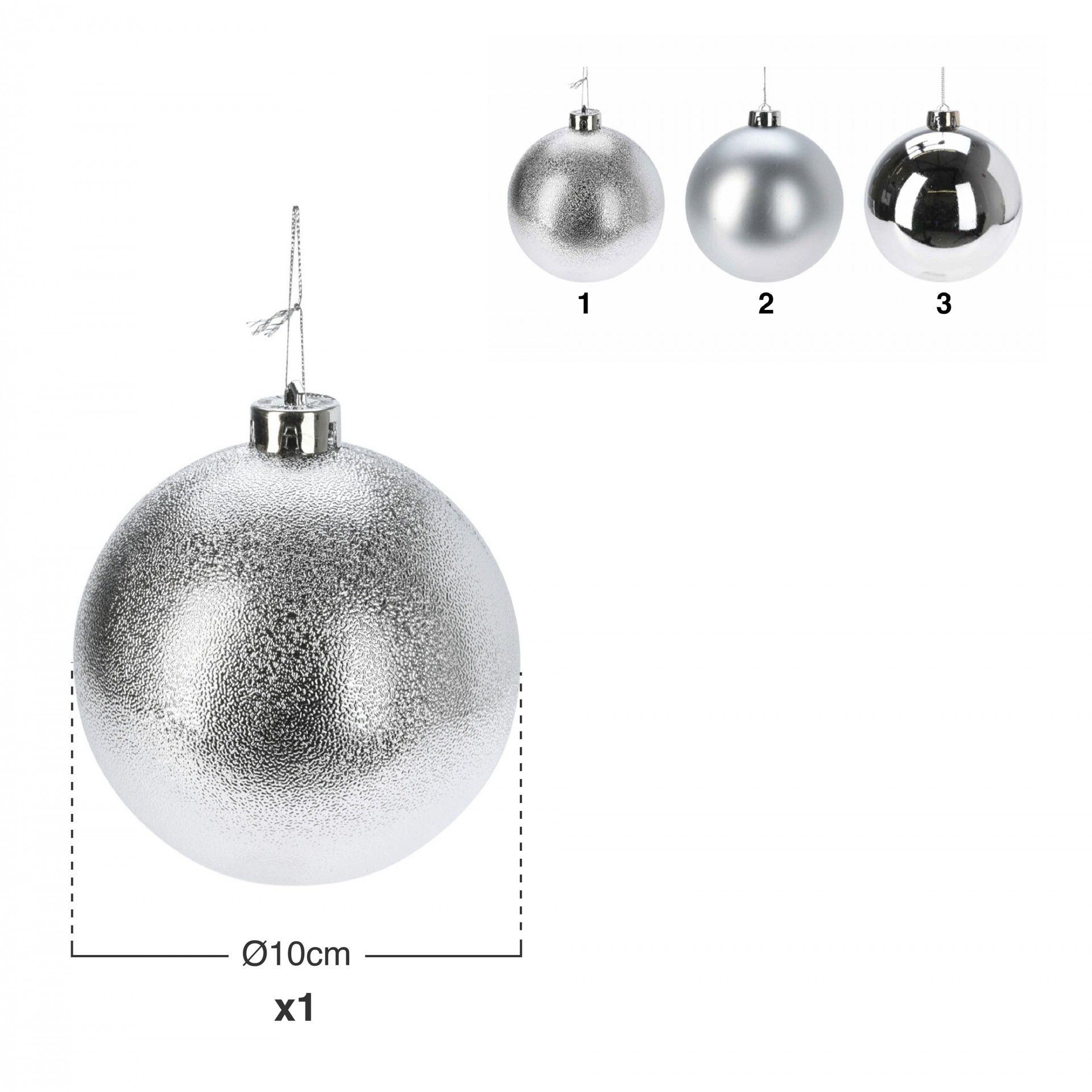 Bola Natal Prata 10cm