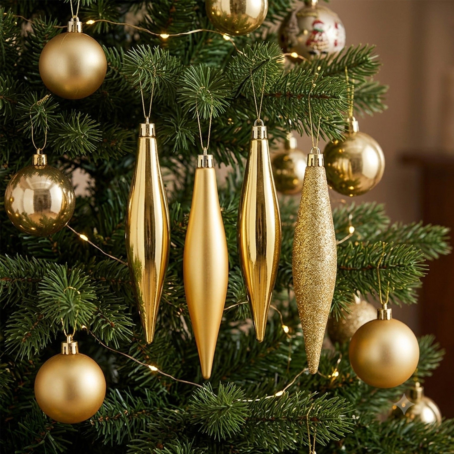 Pendente Natal Dourado Pack 4