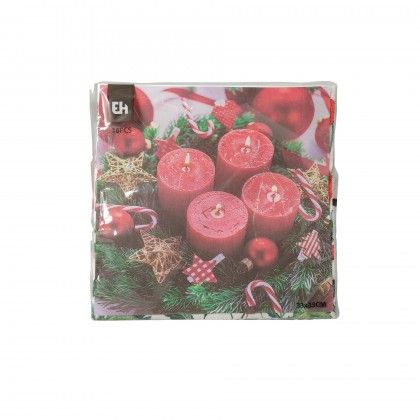 Guardanapo Natal Velas Sortido 33X33cm Pack 16 Guardanapo Natal Velas Sortido 33X33cm Pack 16