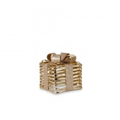 Presente Natal Dourado com Led Pequeno 17 cm Presente Natal Dourado com Led Pequeno 17 cm