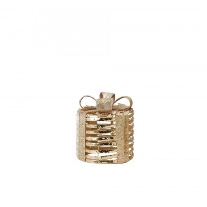 Presente Natal Dourado com Led Pequeno 17cm