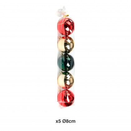 Bola Natal Tradicional Ø8cm Pack 5 Bola Natal Tradicional Ø8cm Pack 5