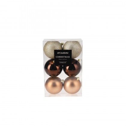Bola Natal Ambar �8cm Pack 6