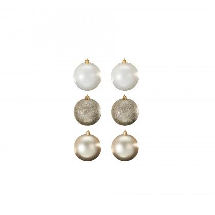 Bola Natal Bege �8cm Pack 6
