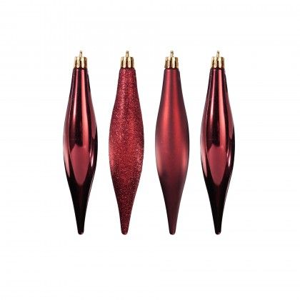 Pendente Pingo Gelo Vermelho 15cm Pack 4 Pendente Pingo Gelo Vermelho 15cm Pack 4