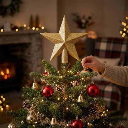 Estrela �rvore Natal Dourado 19cm