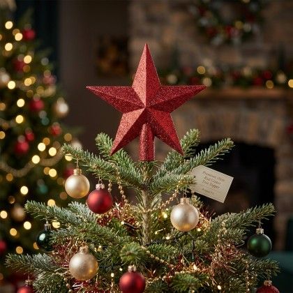 Estrela �rvore Natal Vermelho 19cm