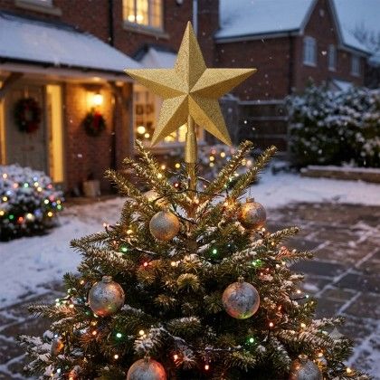 Estrela �rvore Natal Dourado 28cm
