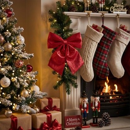 Laço Decorativo Natal Vermelho 28cm Laço Decorativo Natal Vermelho 28cm